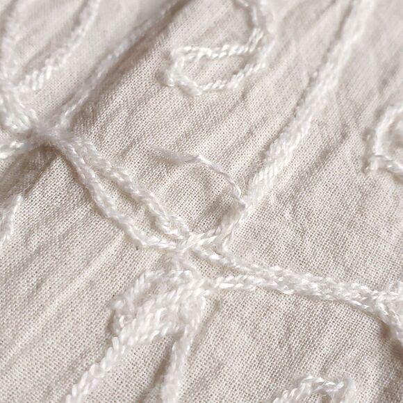 Royal Moda Tunic L 40 Embroidered Floral 3/4 Sleeve Boho Western Peasant Cream - Picture 7 of 10